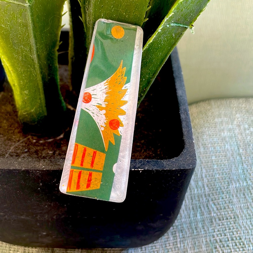 XMAS Handmade Festive Holiday French Barrett Green Strip Trapezoid